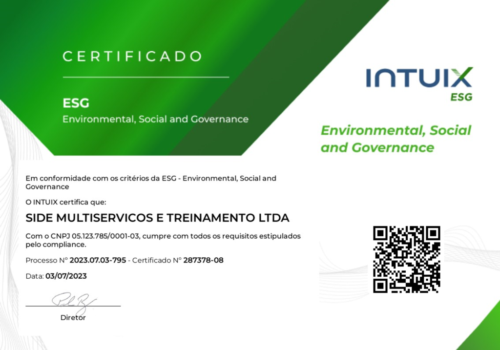 Certificado ESG Certificado ESG Environmental, Social and Governance