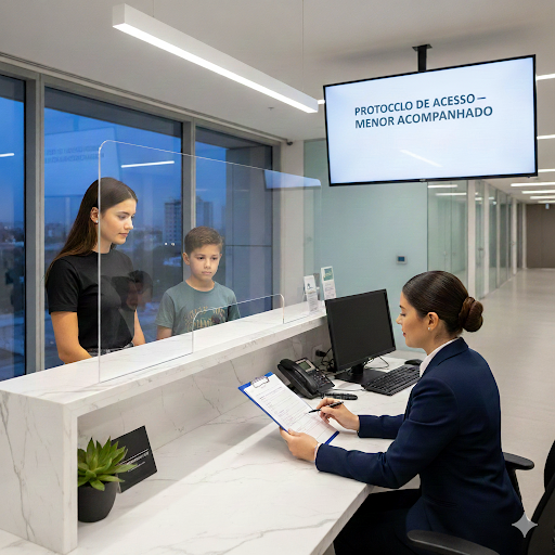 Protocolo para entrada de menores de idade e acompanhantes no prédio comercial
